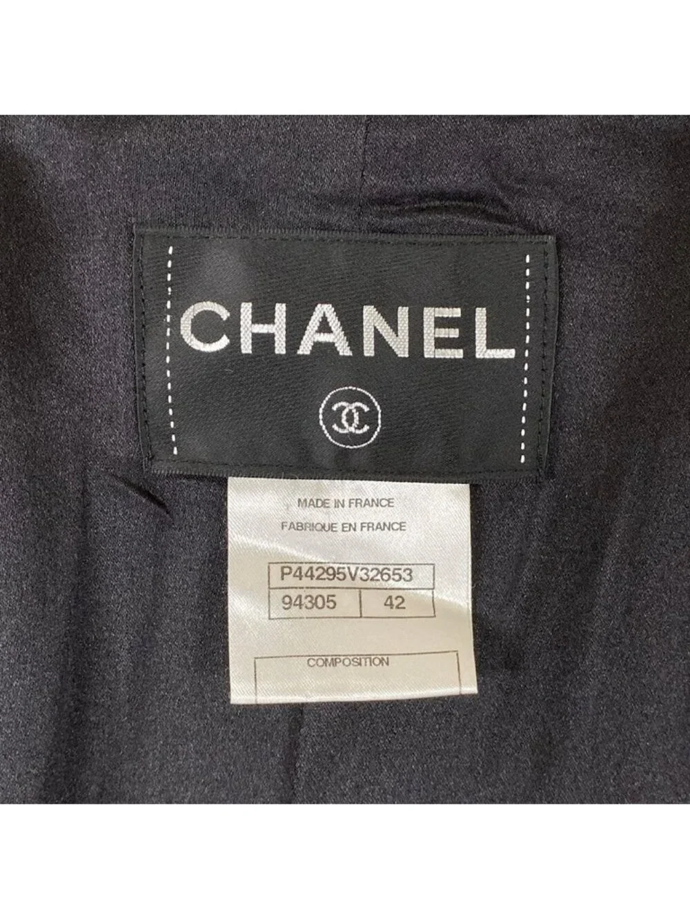 Chanel Coat 42 L Black Long Sleeve Wool
